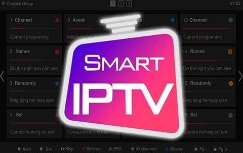 Logo de Smart IPTV en un fondo oscuro
