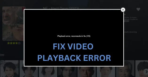 Capture d’écran montrant l’erreur de lecture (Playback Error) dans l’application IPTV Smarters Pro 2024 sur Windows